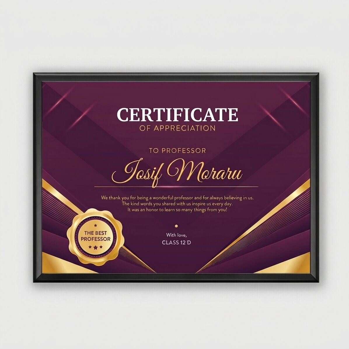 Cuadro paisajístico personalizado - modelo de diploma de reconocimiento para profesores