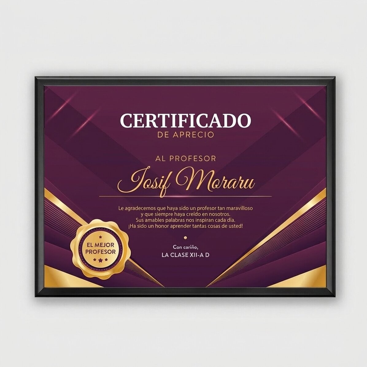 Cuadro paisajístico personalizado - modelo de diploma de reconocimiento para profesores