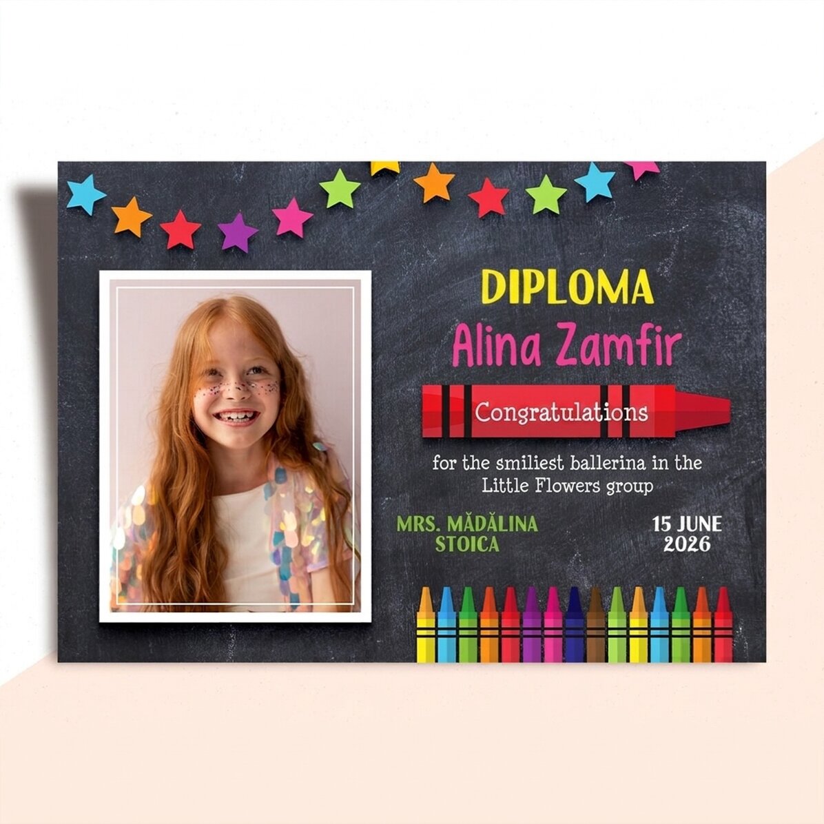 Diploma personalizada con texto y foto para los más pequeños