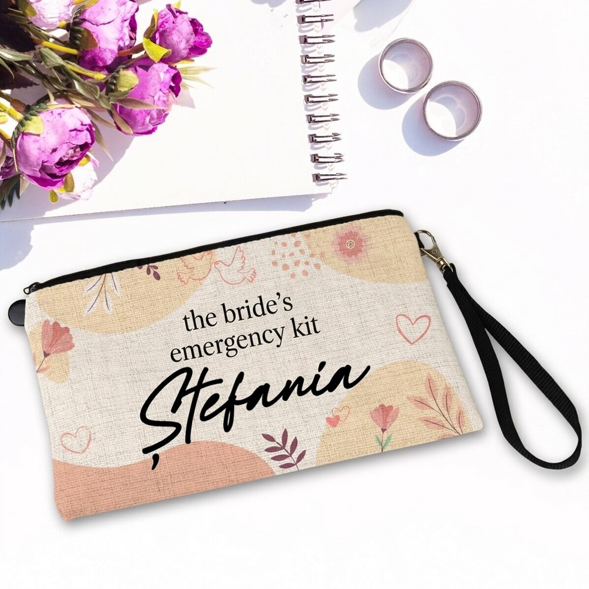 Bolsita para accesorios personalizada con texto - El kit de emergencia de la novia