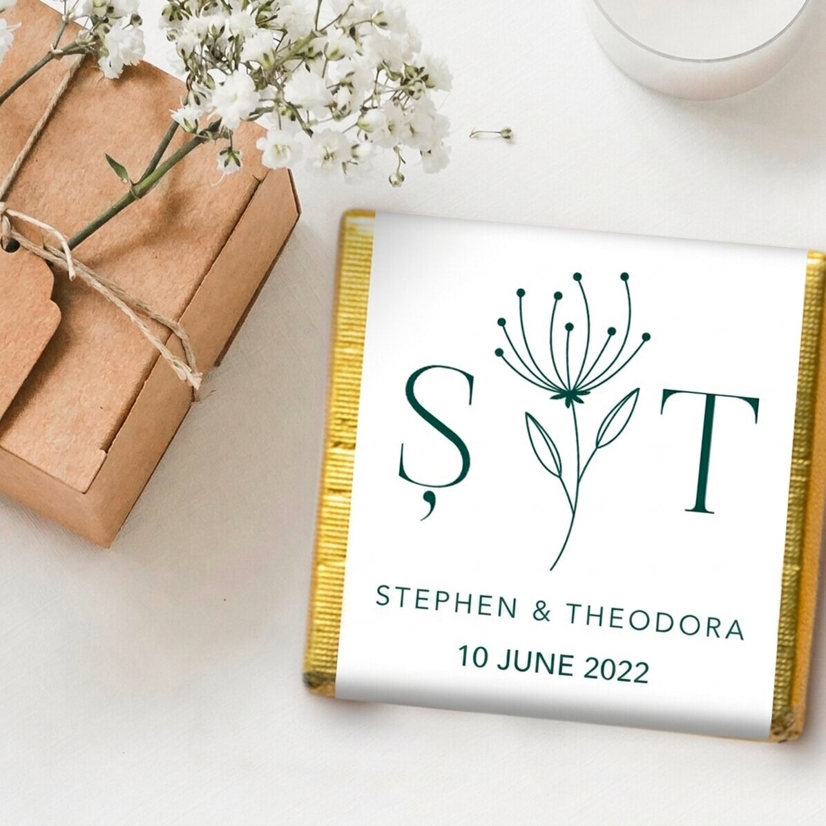 Mini bombones de boda personalizados con texto - Elegante