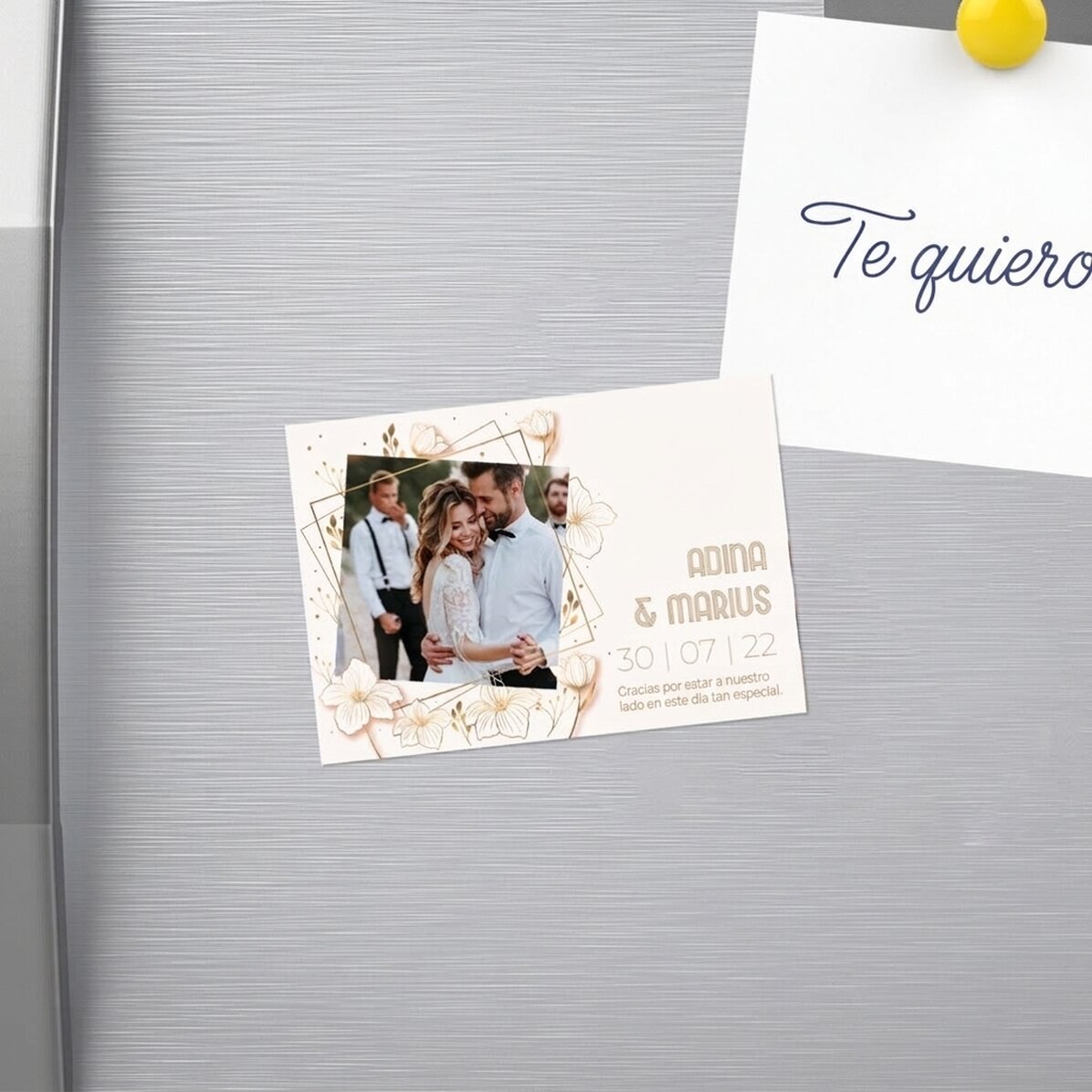 Imán de 10 x 7 cm personalizado con una foto y un texto - Recuerdo de boda