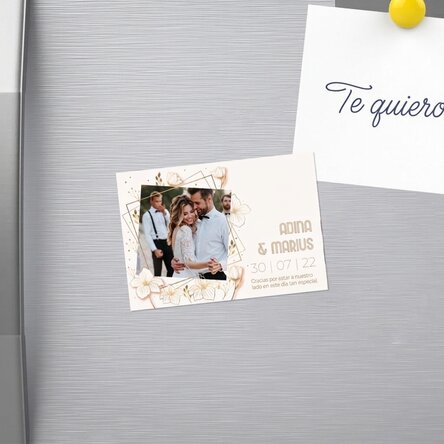 Imán de 10 x 7 cm personalizado con una foto y un texto - Recuerdo de boda