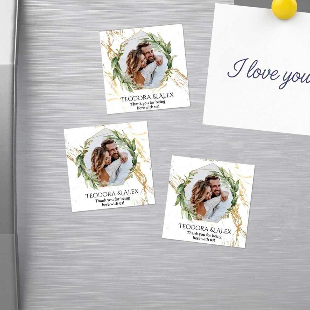 Juego de 12 imanes de 6 x 6 cm - detalle de boda