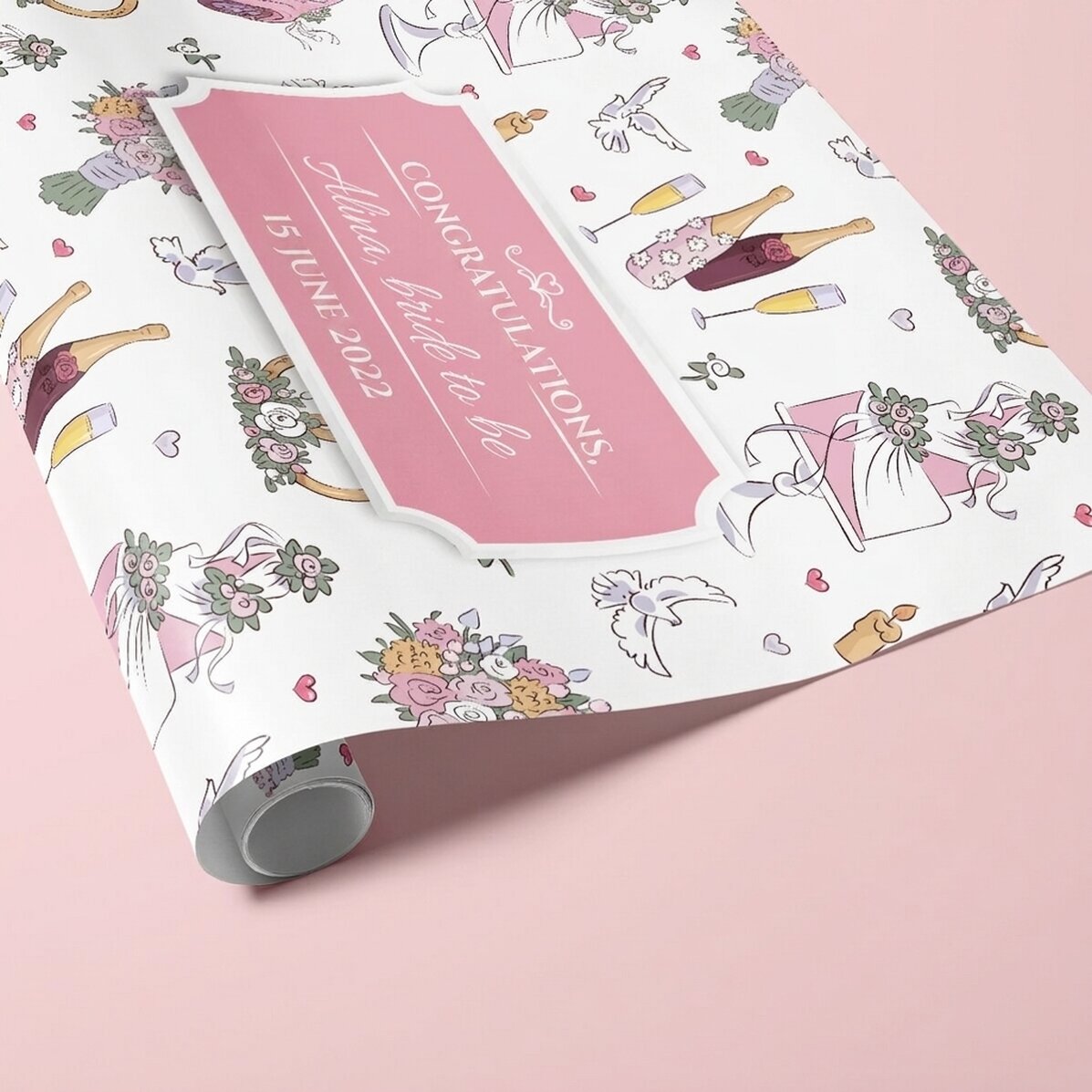 Papel de regalo personalizado con texto - Boda