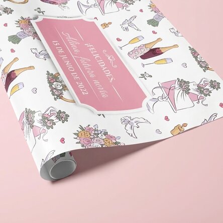 Papel de regalo personalizado con texto - Boda