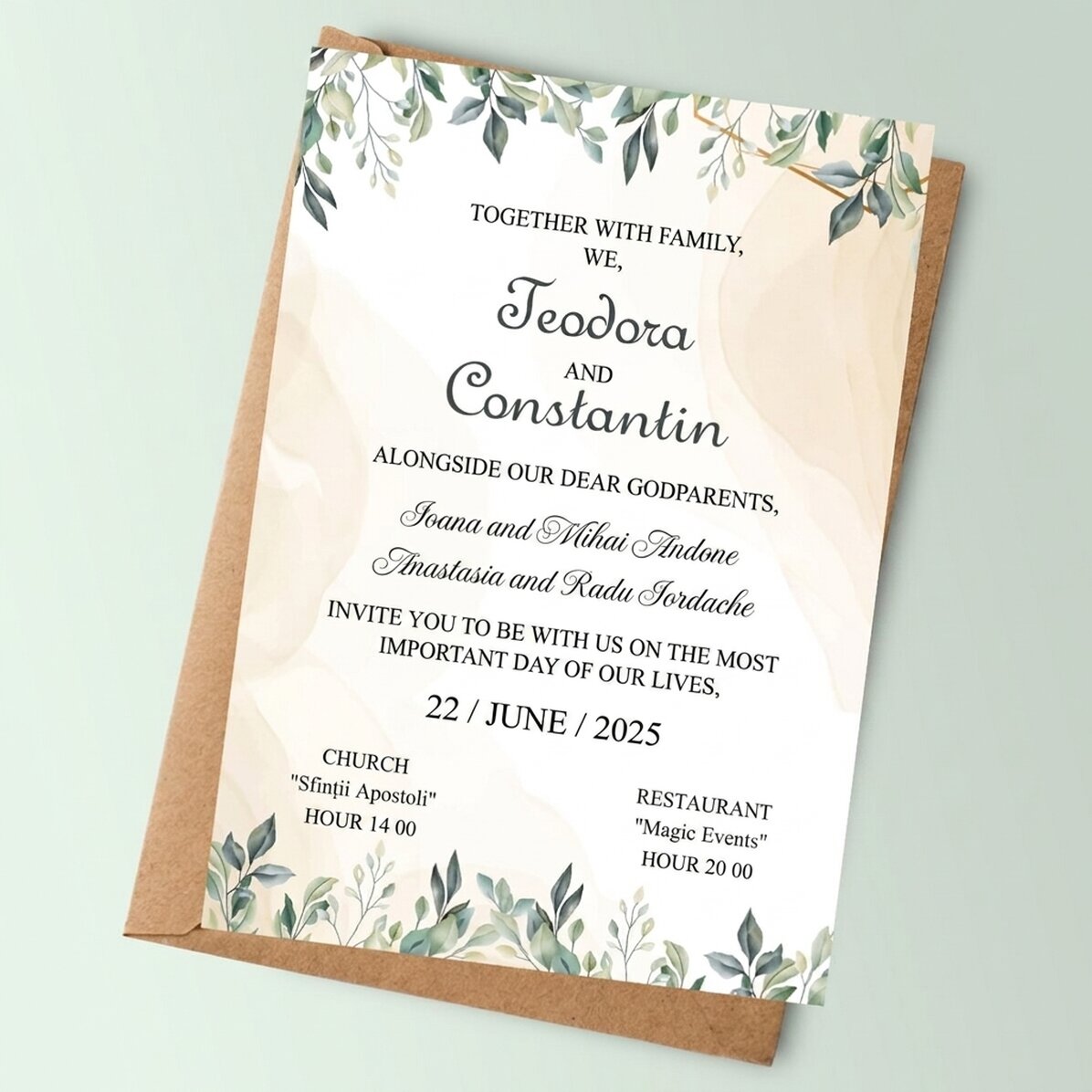 Tarjeta personalizada con texto - Invitación de boda «Elegance»