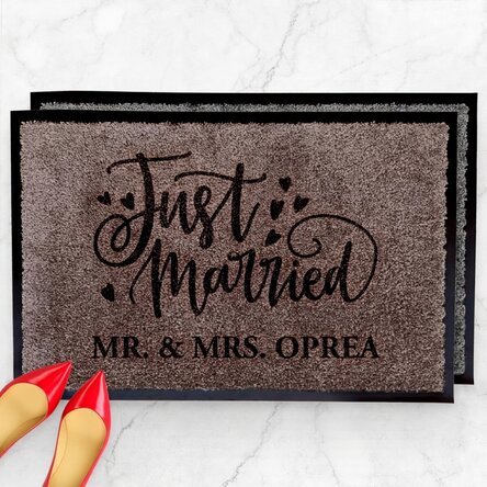 Alfombra de entrada para interior - «Just married»