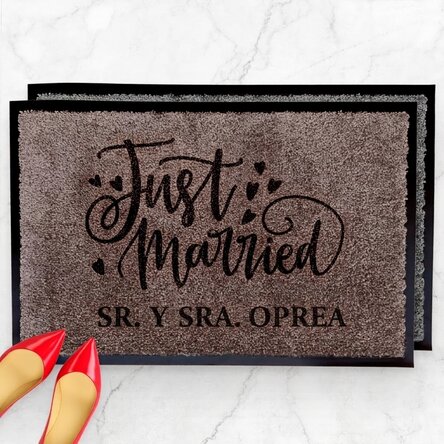 Alfombra de entrada para interior - «Just married»