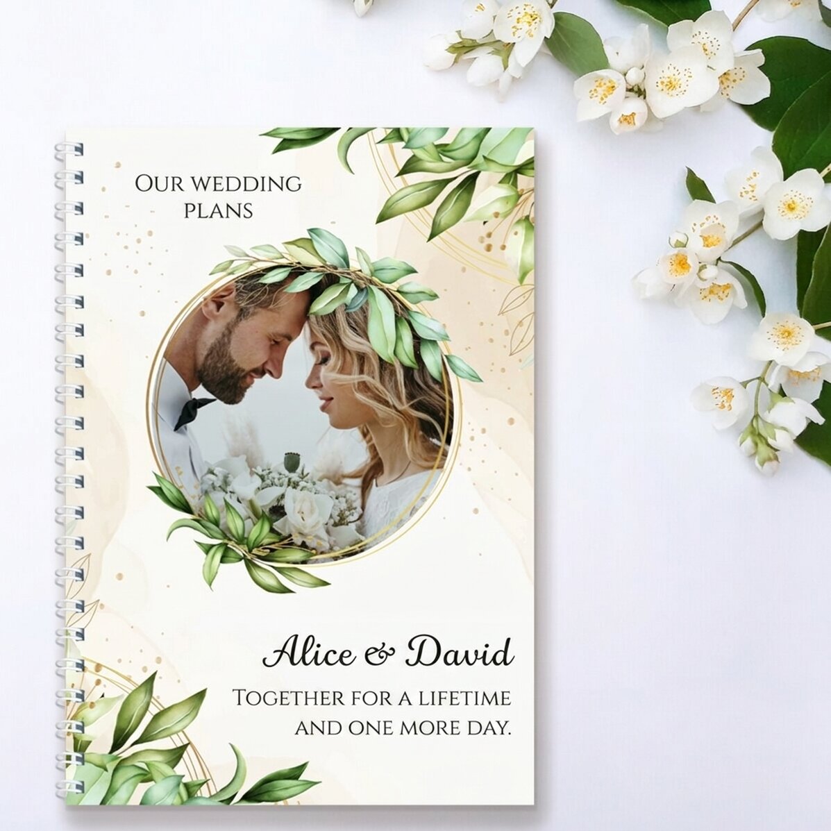 Cuaderno personalizado con una foto y un texto - Planes de boda