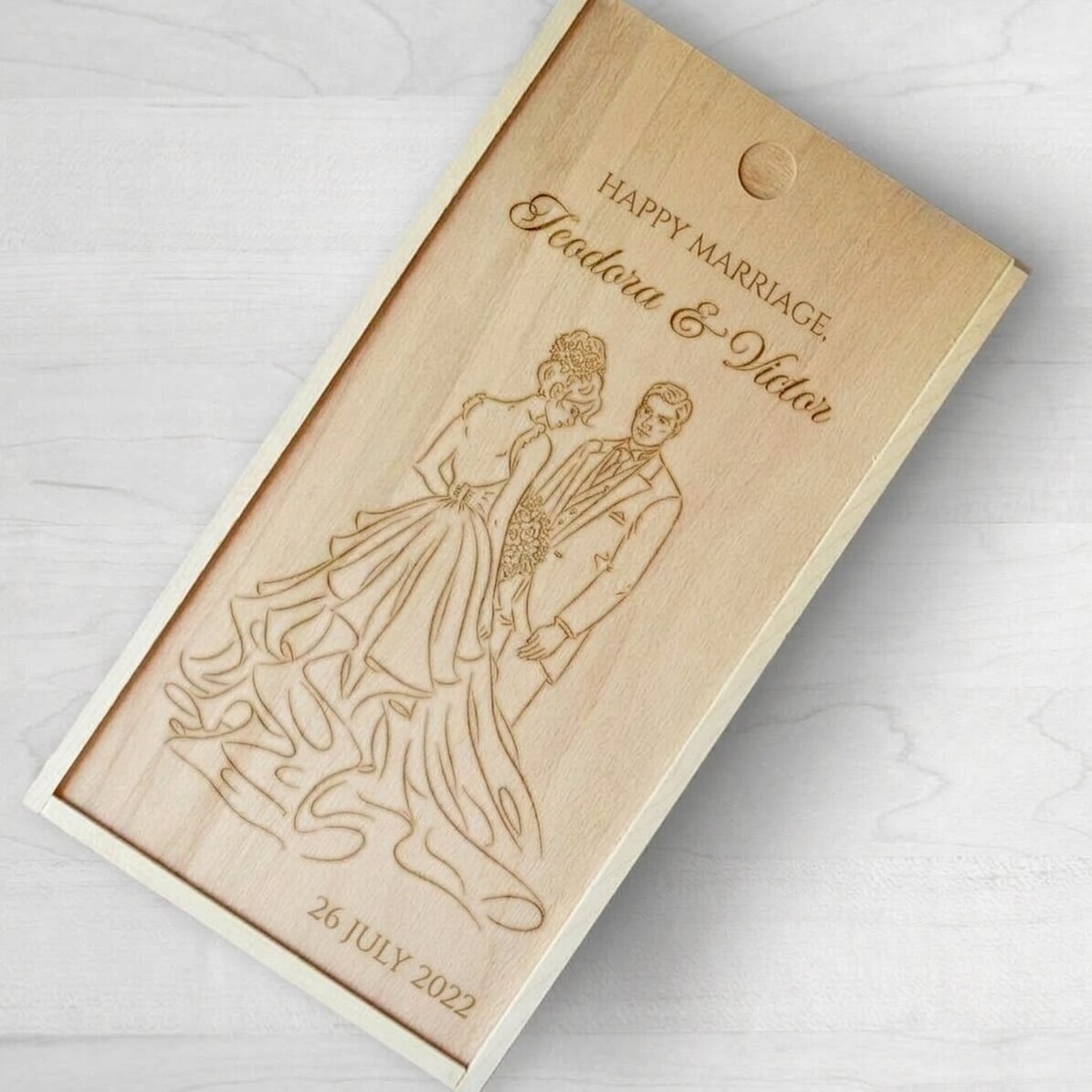 Caja de regalo personalizada de madera con mensaje - Casa de piatra