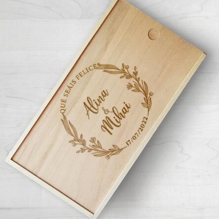 Caja de regalo personalizada de madera con inscripción: «Con cariño»