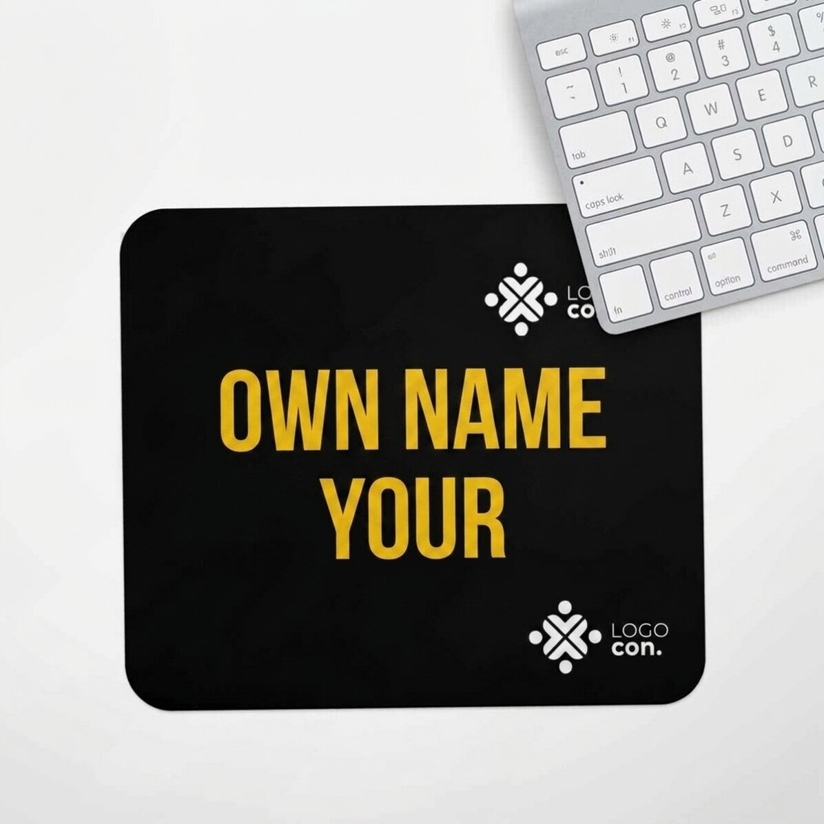 Alfombrilla de ratón personalizada con logotipo y texto en el centro