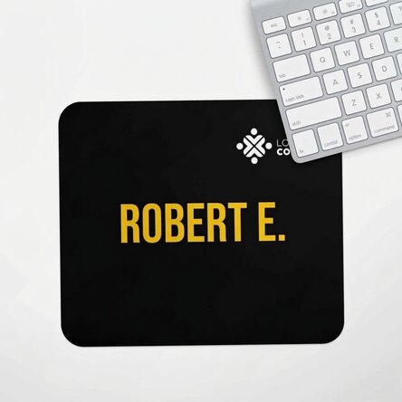 Alfombrilla de ratón personalizada con logotipo y texto en el centro