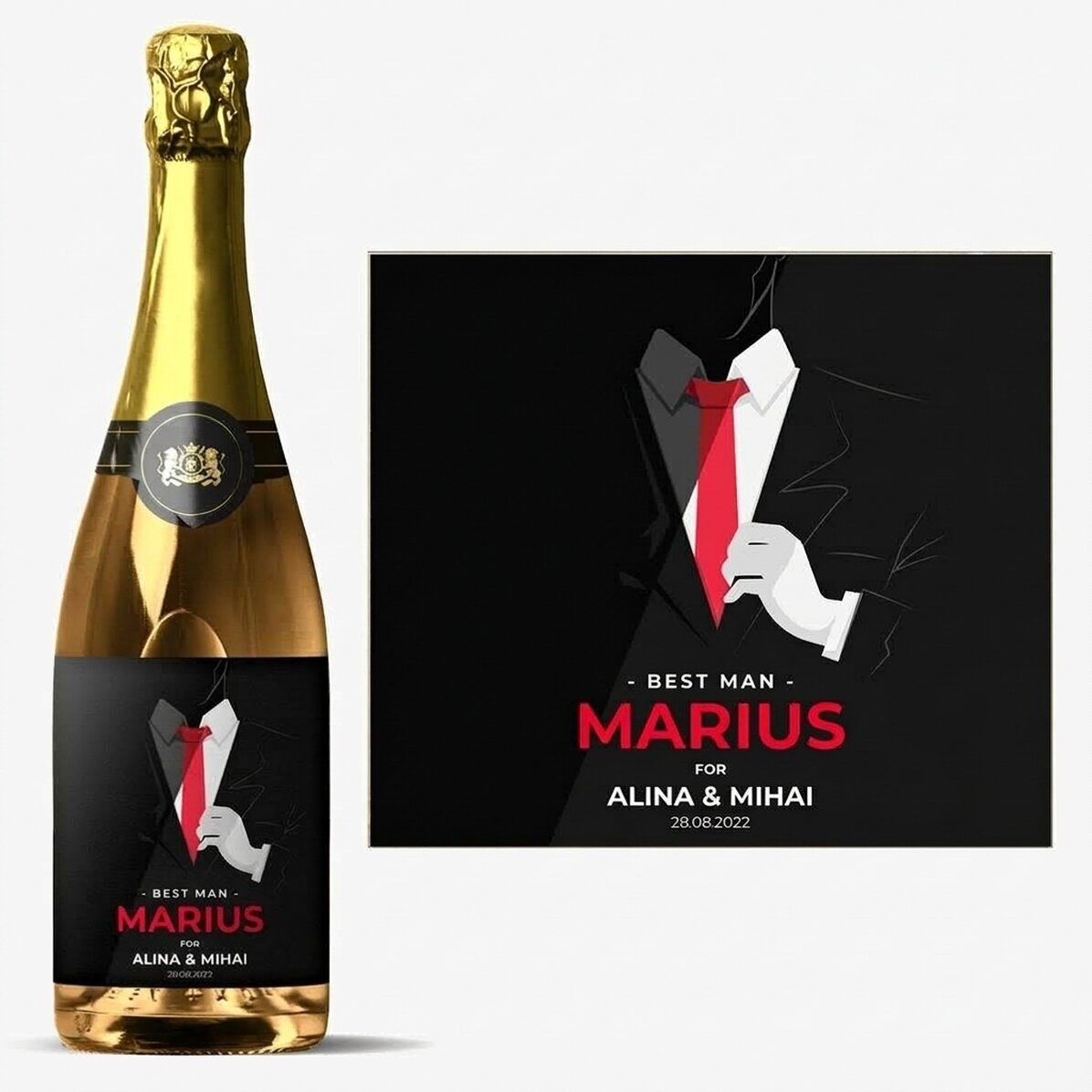 Vino espumoso personalizado con texto - Padrino de boda