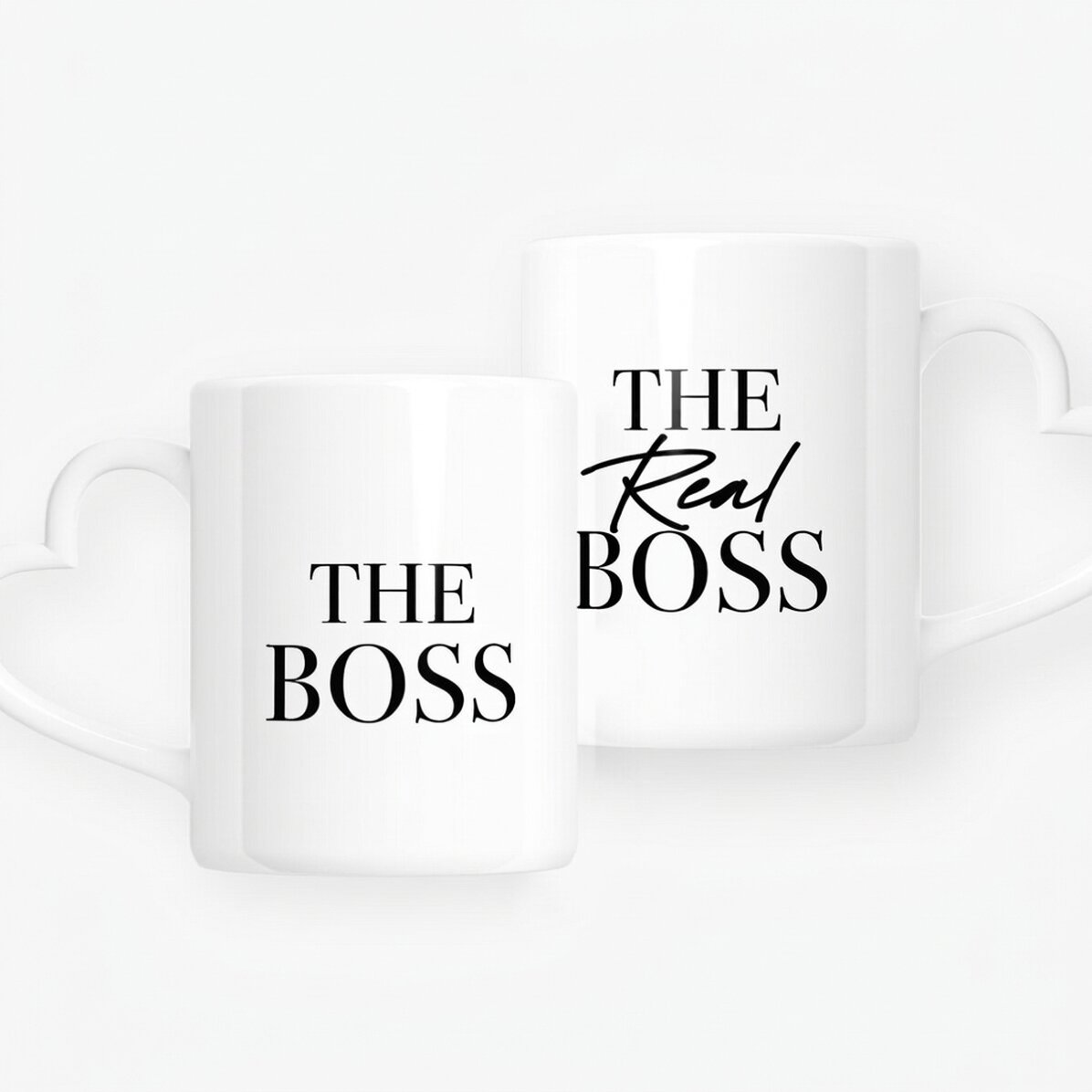 Tazas personalizadas para parejas con texto: «The Boss & The Real Boss»