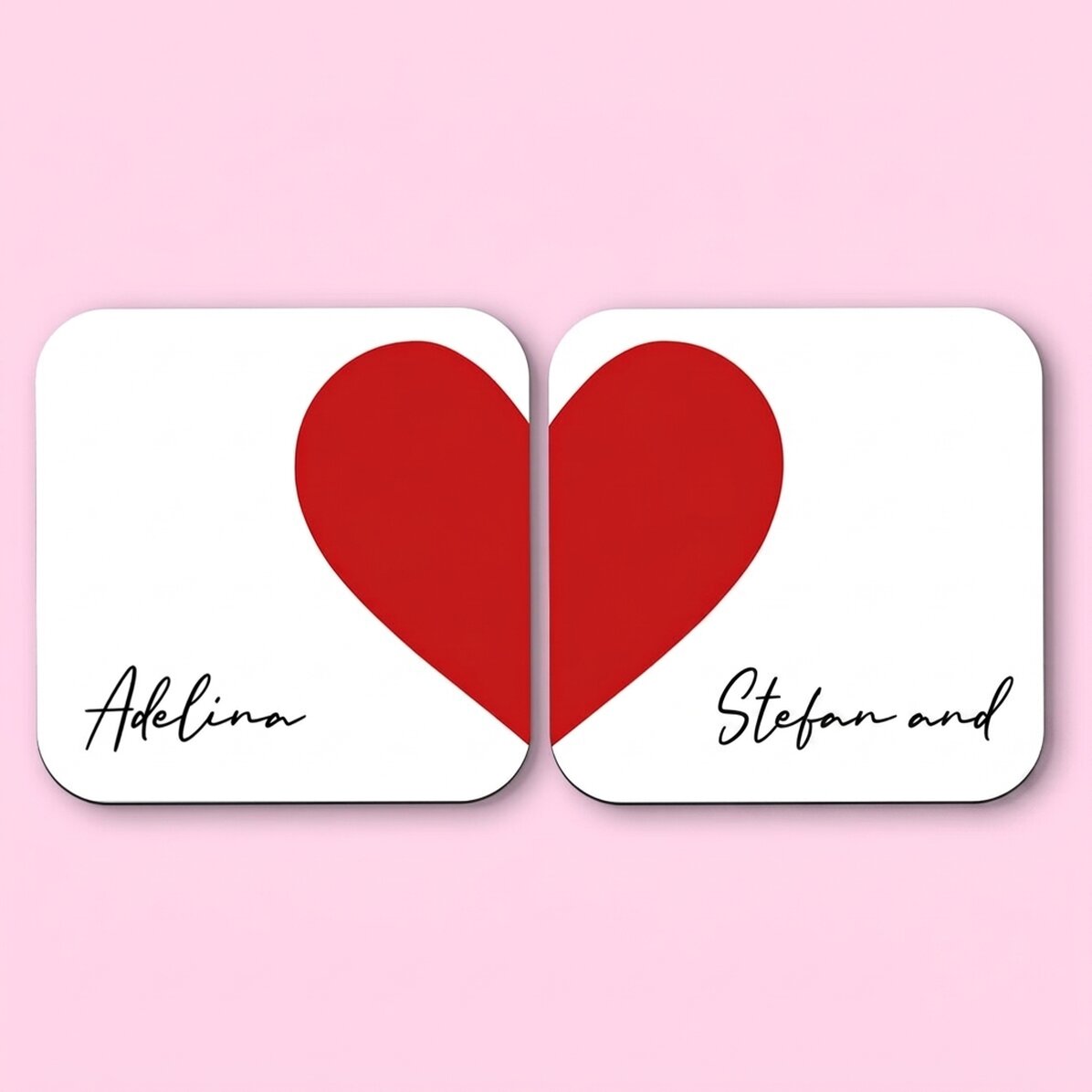 Juego de 2 posavasos personalizados con texto - Heart