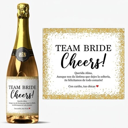 Vino espumoso personalizado con mensaje para la despedida de soltera - Cheers