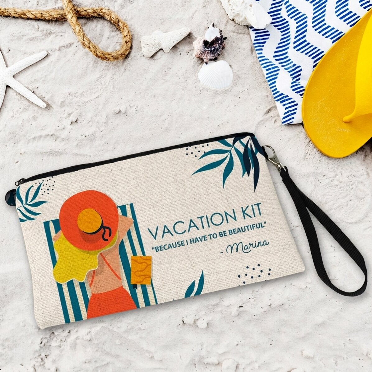 Set de maquillaje personalizado con texto - Kit de vacaciones