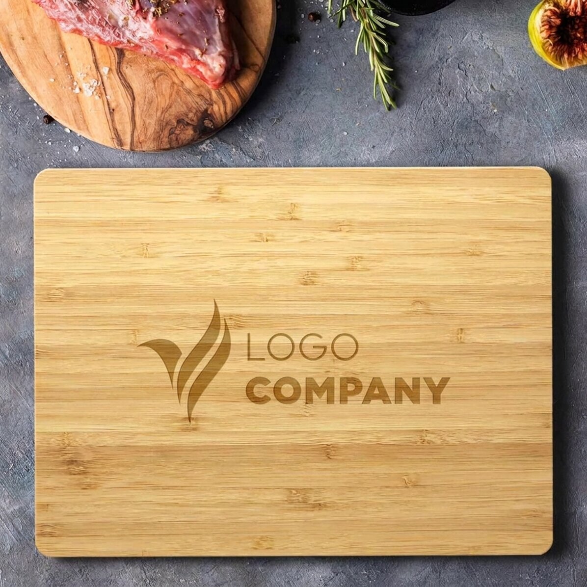 Cortador rectangular de bambú personalizado con logotipo