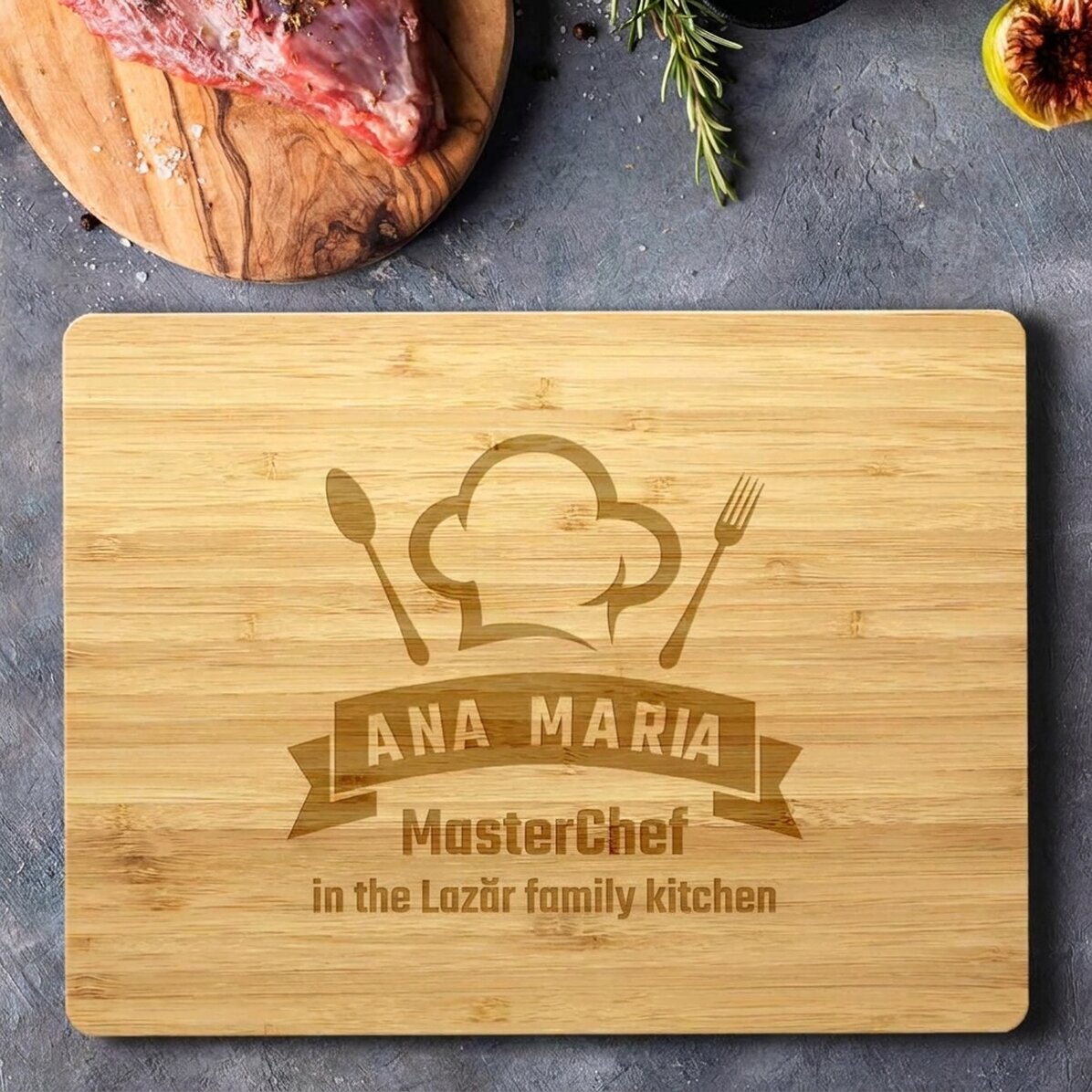 Cortador rectangular de bambú personalizado con texto - MasterChef