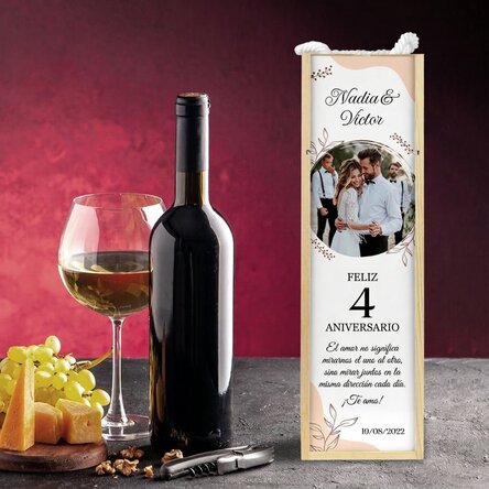 Caja de vino personalizada con foto y texto - Aniversario de pareja
