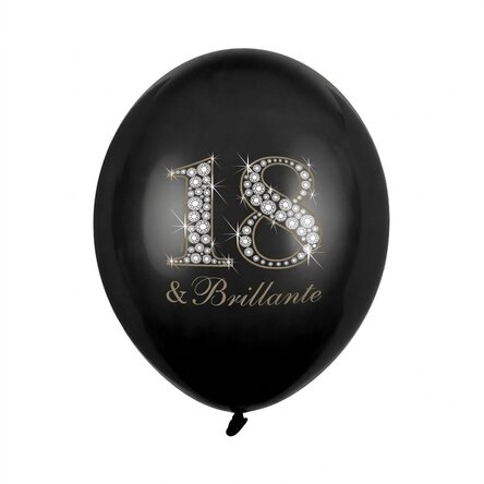 Lote de 6 globos de cumpleaños para la mayoría de edad - 18 & Brilliant
