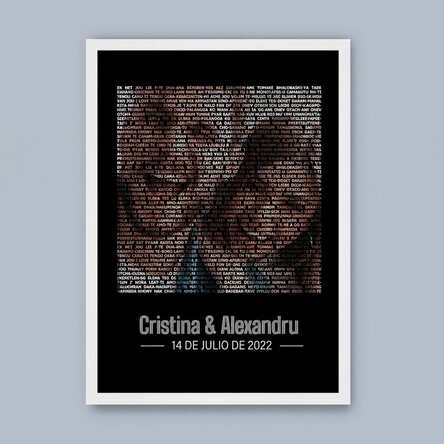 Cuadro personalizado con una foto y un texto: «Te quiero en 100 idiomas»