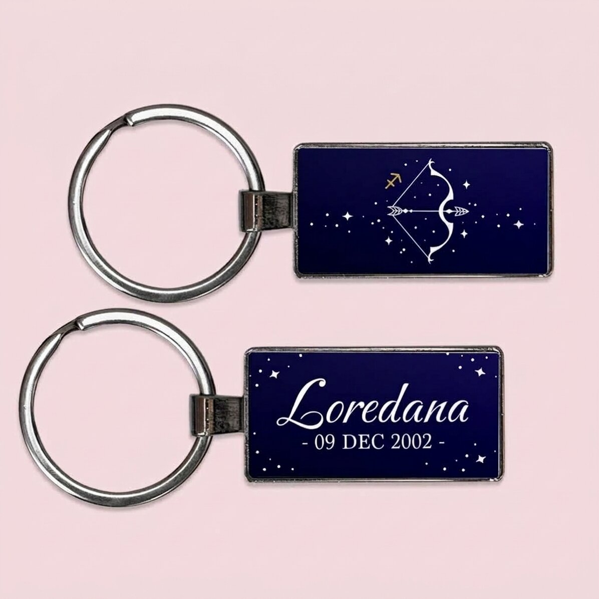 Llavero personalizado con texto y signo del zodiaco: Sagitario
