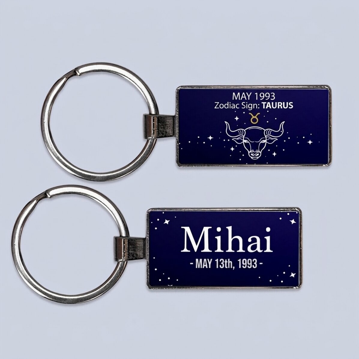 Llavero personalizado con texto y signo del zodiaco: Tauro