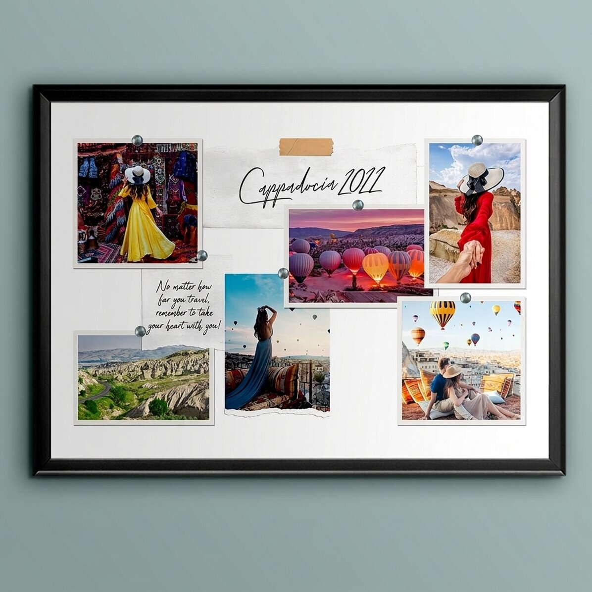Cuadro paisajístico personalizado con 6 fotos y texto - Tus vacaciones