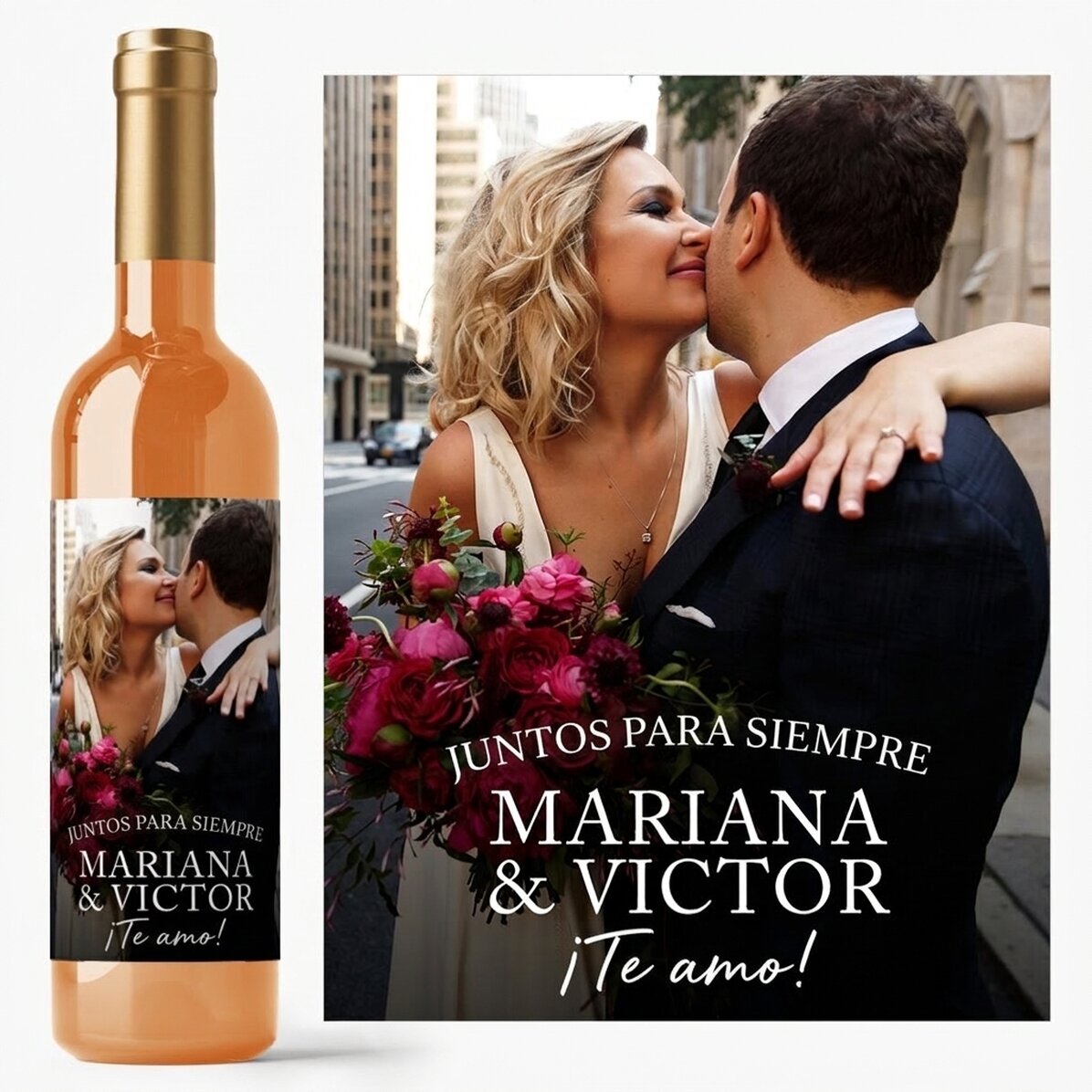 Vino personalizado con texto y foto - Momentos entrañables