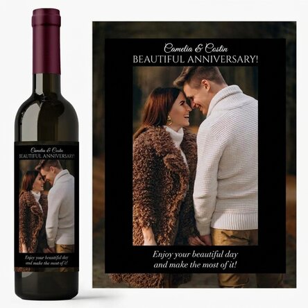 Vino personalizado con texto y foto para cumpleaños