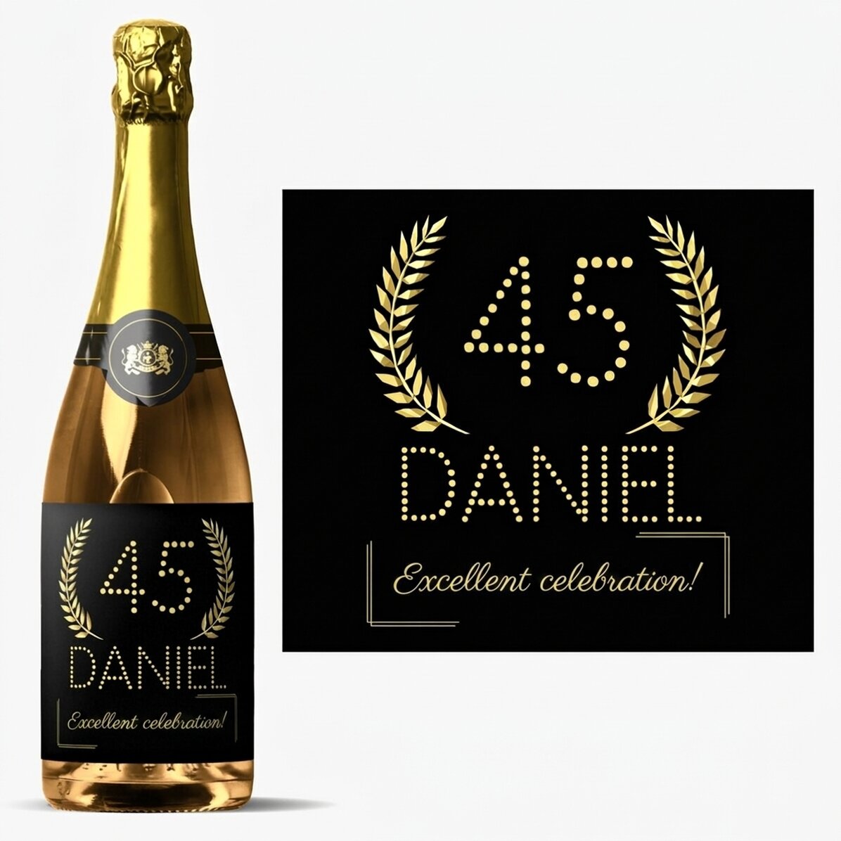 Vino espumoso personalizado con mensaje para un cumpleaños - Gold