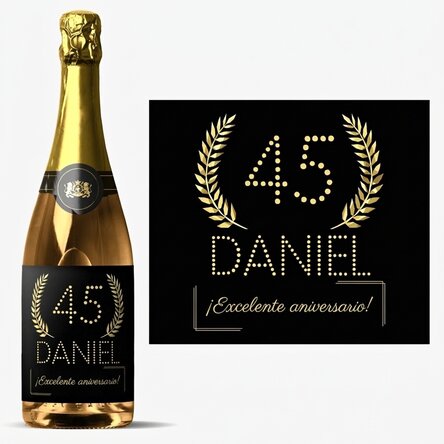 Vino espumoso personalizado con mensaje para un cumpleaños - Gold