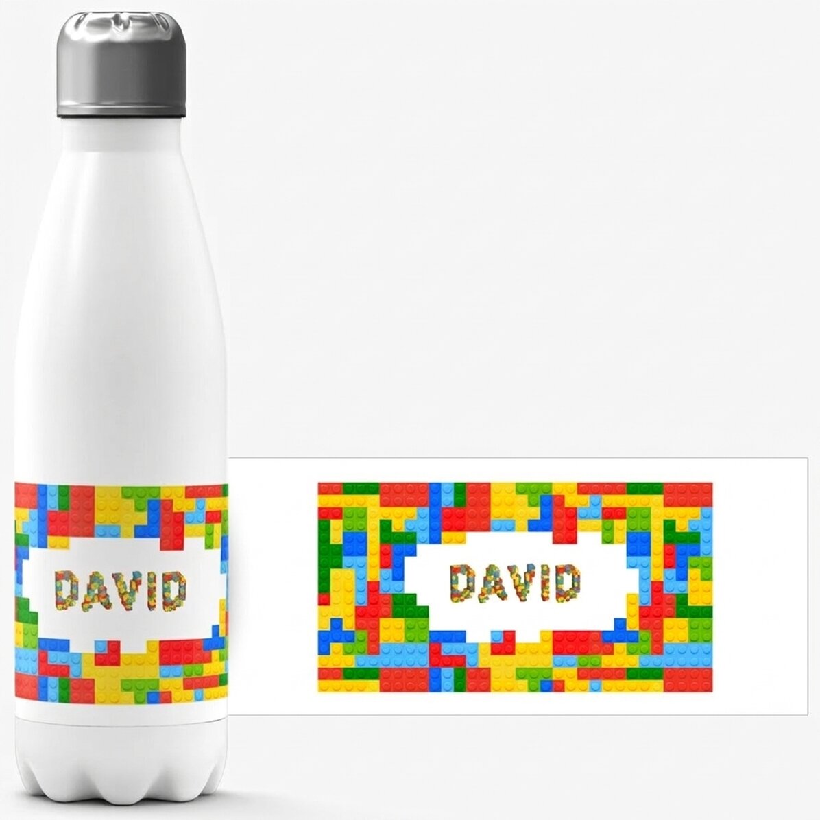 Termo con base blanca personalizado con nombre - Lego