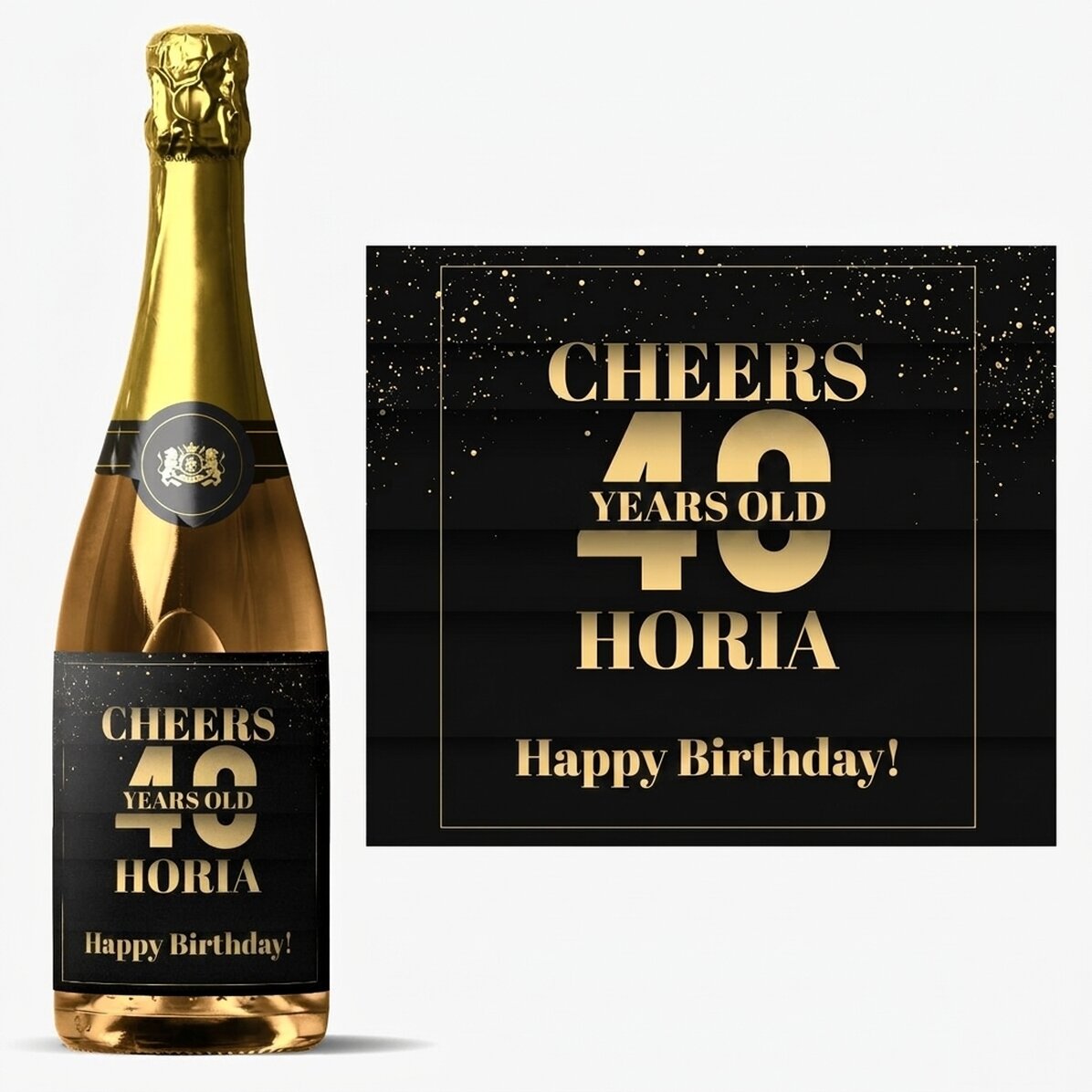 Vino espumoso personalizado con mensaje de cumpleaños - ¡Salud por ti!