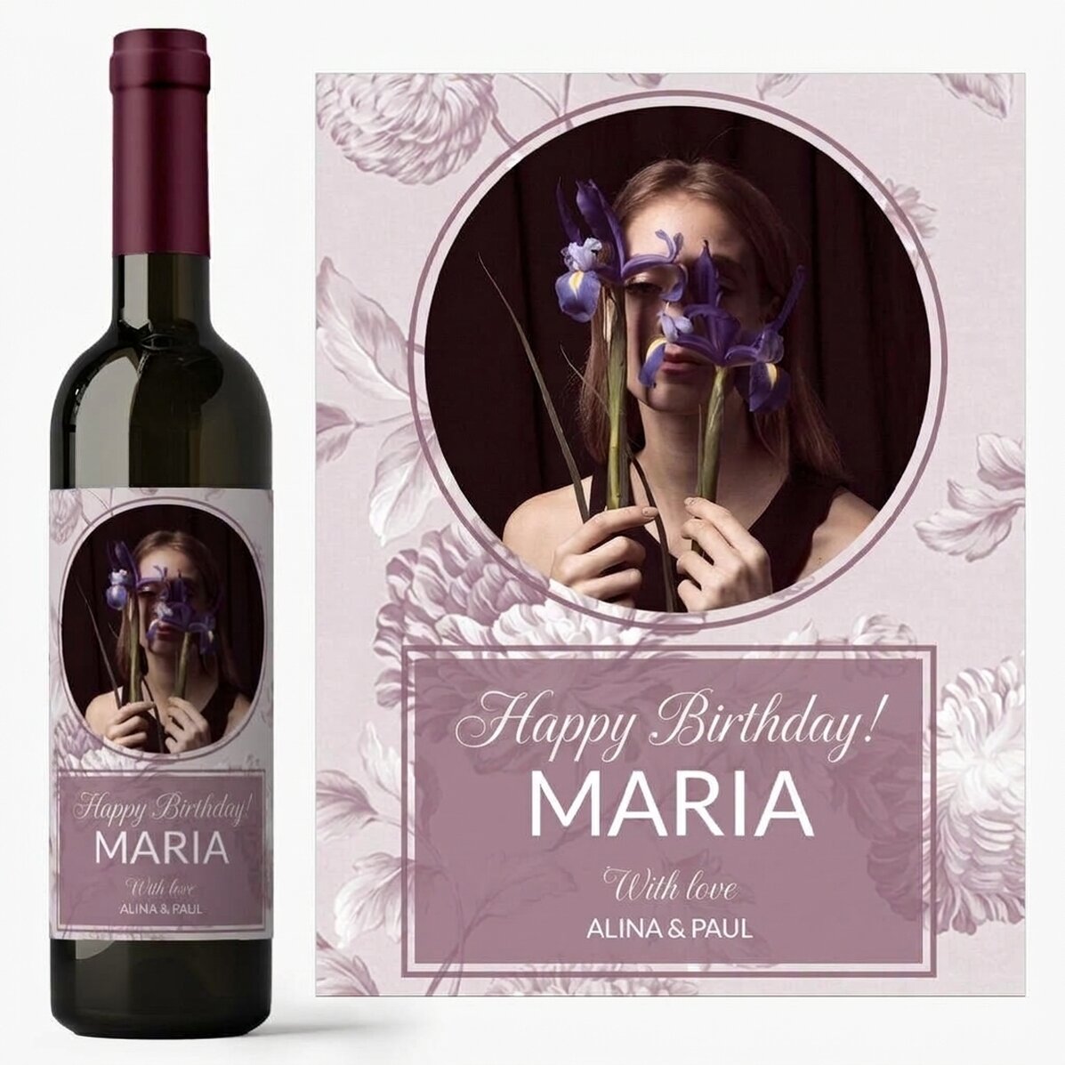 Vino personalizado con una foto y un mensaje - Onomástica