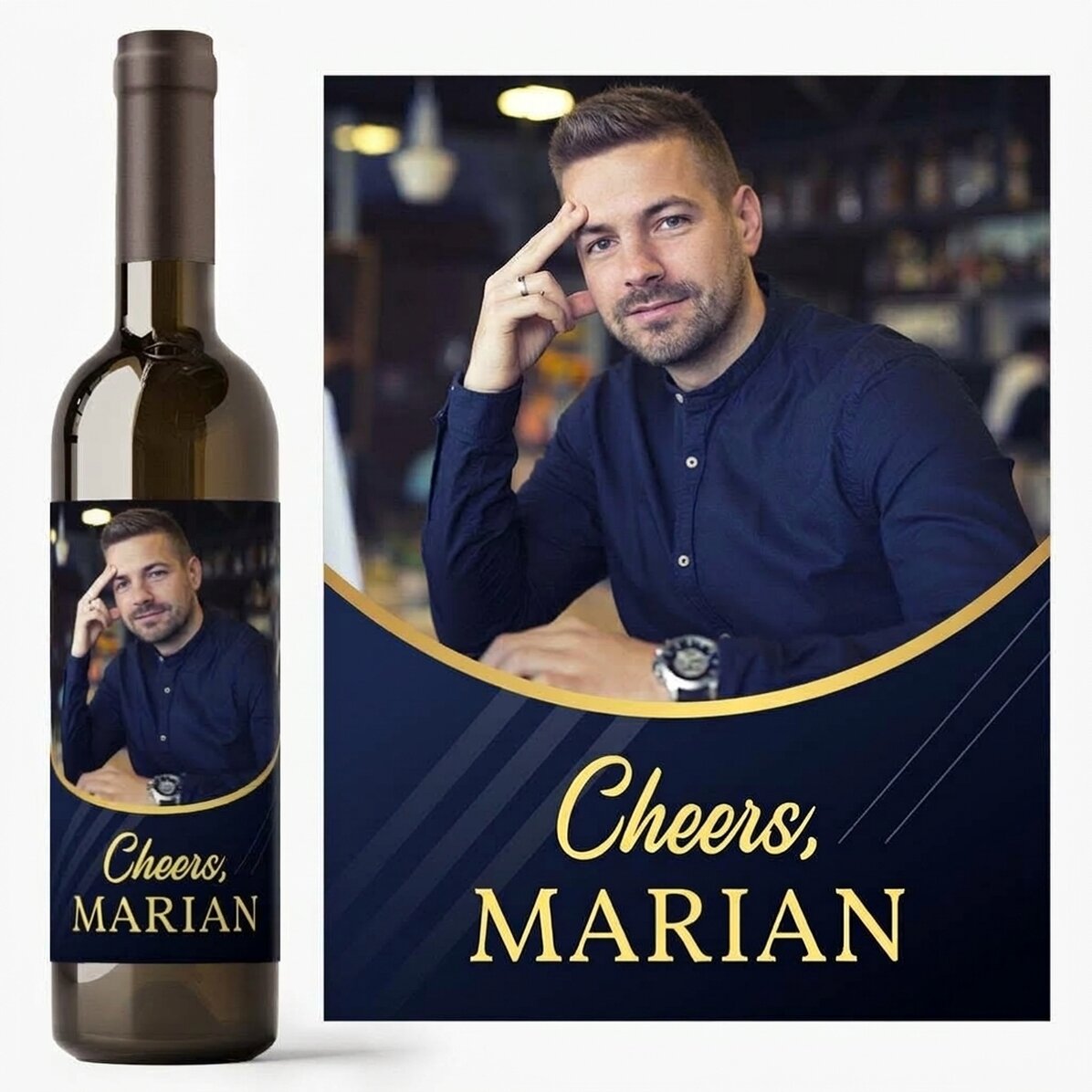 Vino personalizado con una foto y un mensaje - Para él
