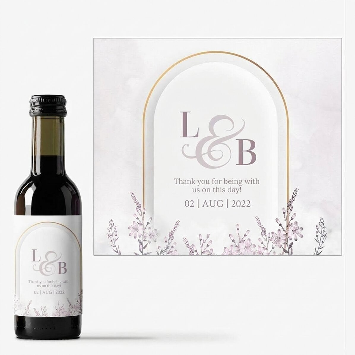 Mini botella de vino personalizada con texto - Recuerdo de boda