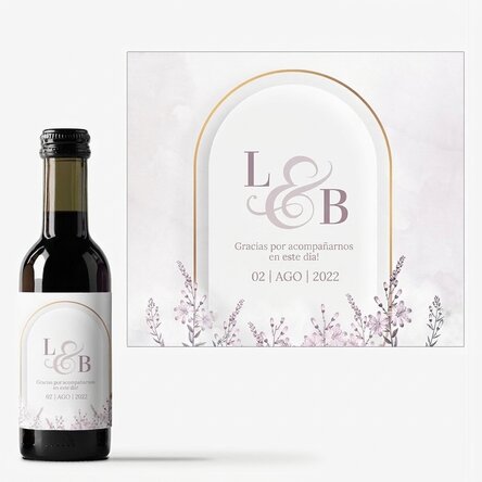 Mini botella de vino personalizada con texto - Recuerdo de boda