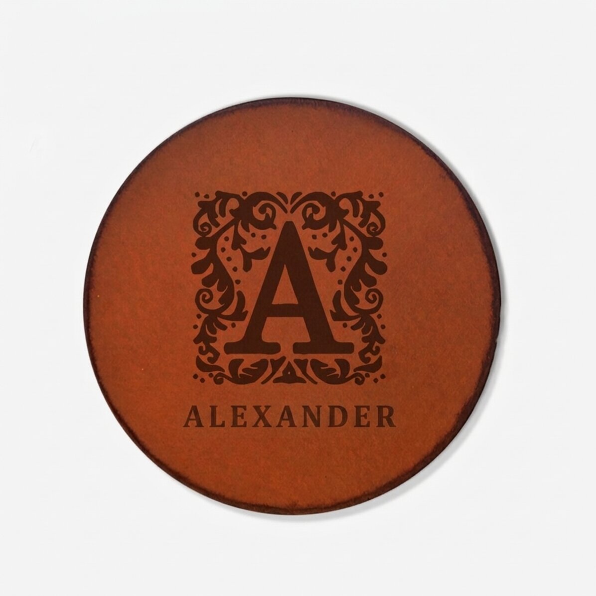 Portavasos de piel personalizado con monograma y nombre