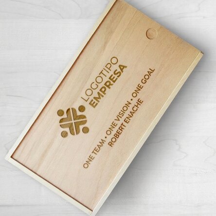 Caja de regalo personalizada de madera con logotipo y texto