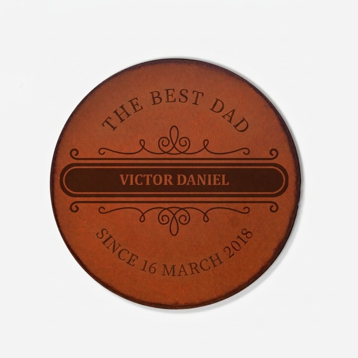 Portavasos de piel personalizado con texto
