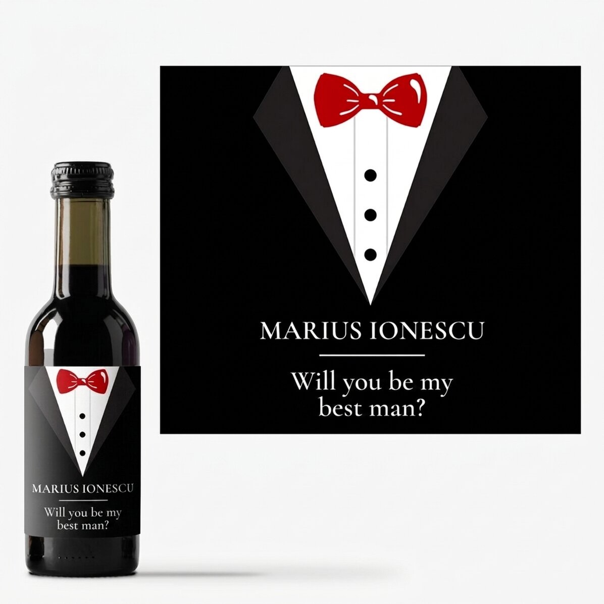 Mini botella de vino personalizada con texto - Padrino de boda