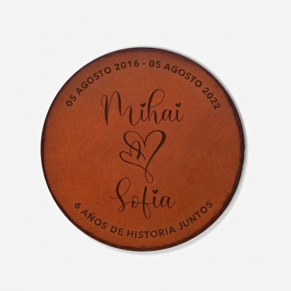 Posavasos de piel personalizado con el texto «Nosotros dos»