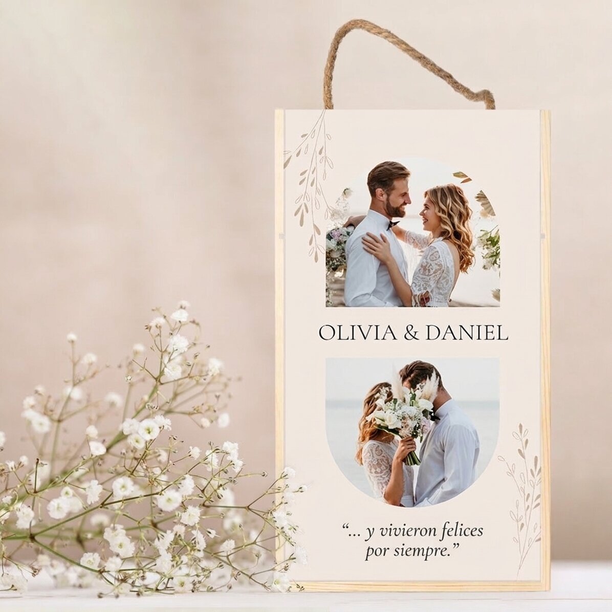 Caja de vino para 2 botellas personalizada con 2 fotos y un mensaje - Momentos