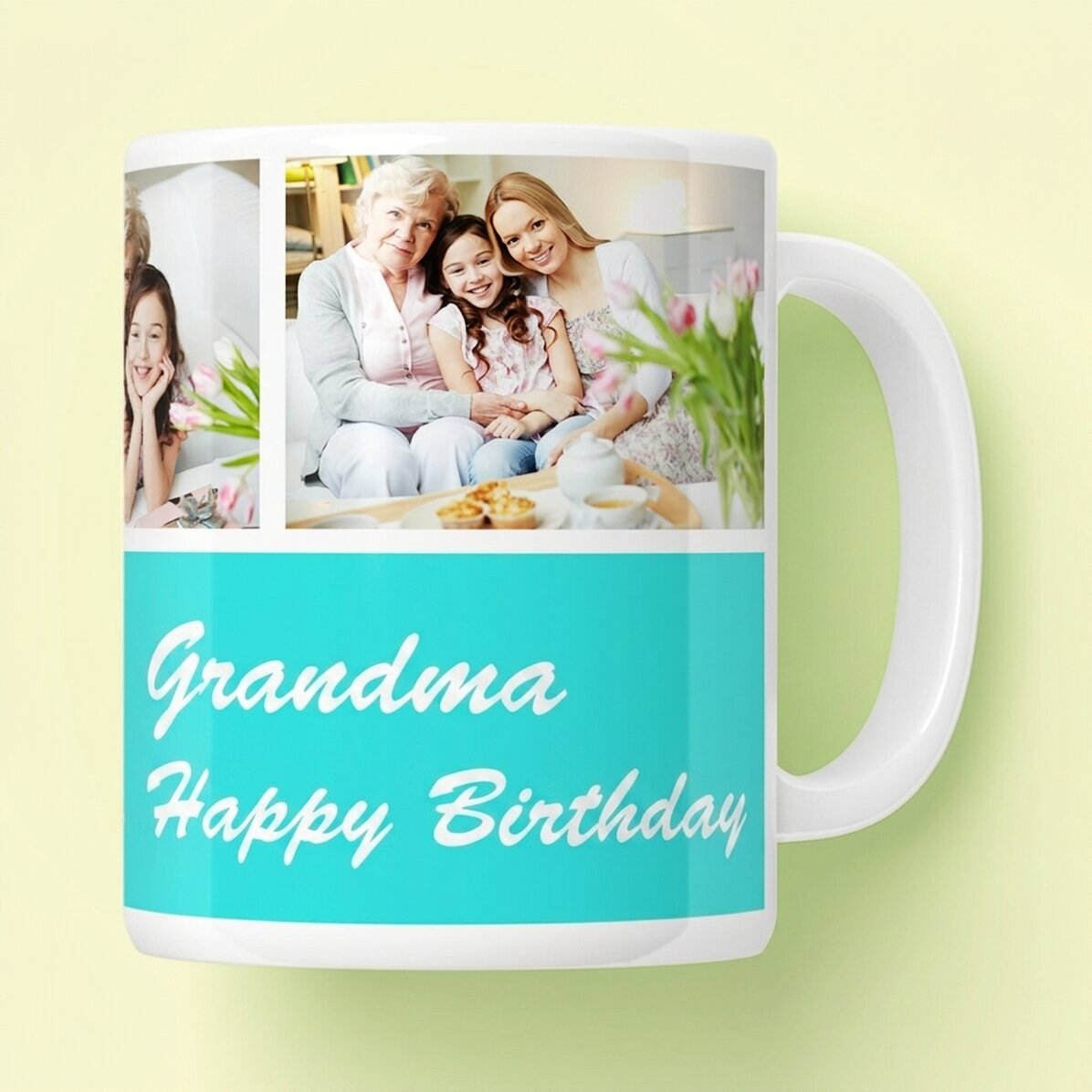 Taza personalizada con 3 fotos y un mensaje