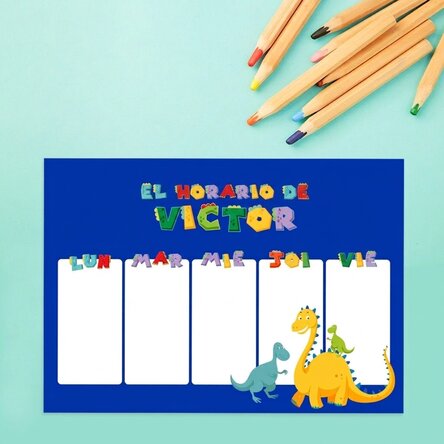 Horario personalizado con texto - Dino