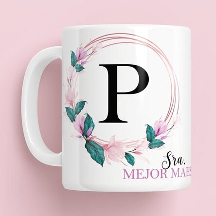 Taza personalizada con la inicial y el nombre para profesores
